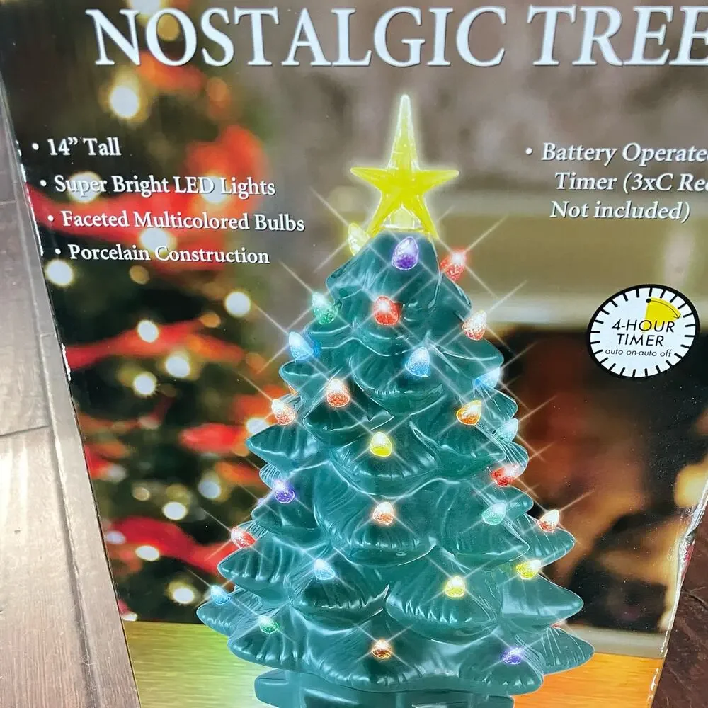 Mr Christmas Nostalgic Ceramic Tree 14” Star Top Multi Colored Lights & Box READ